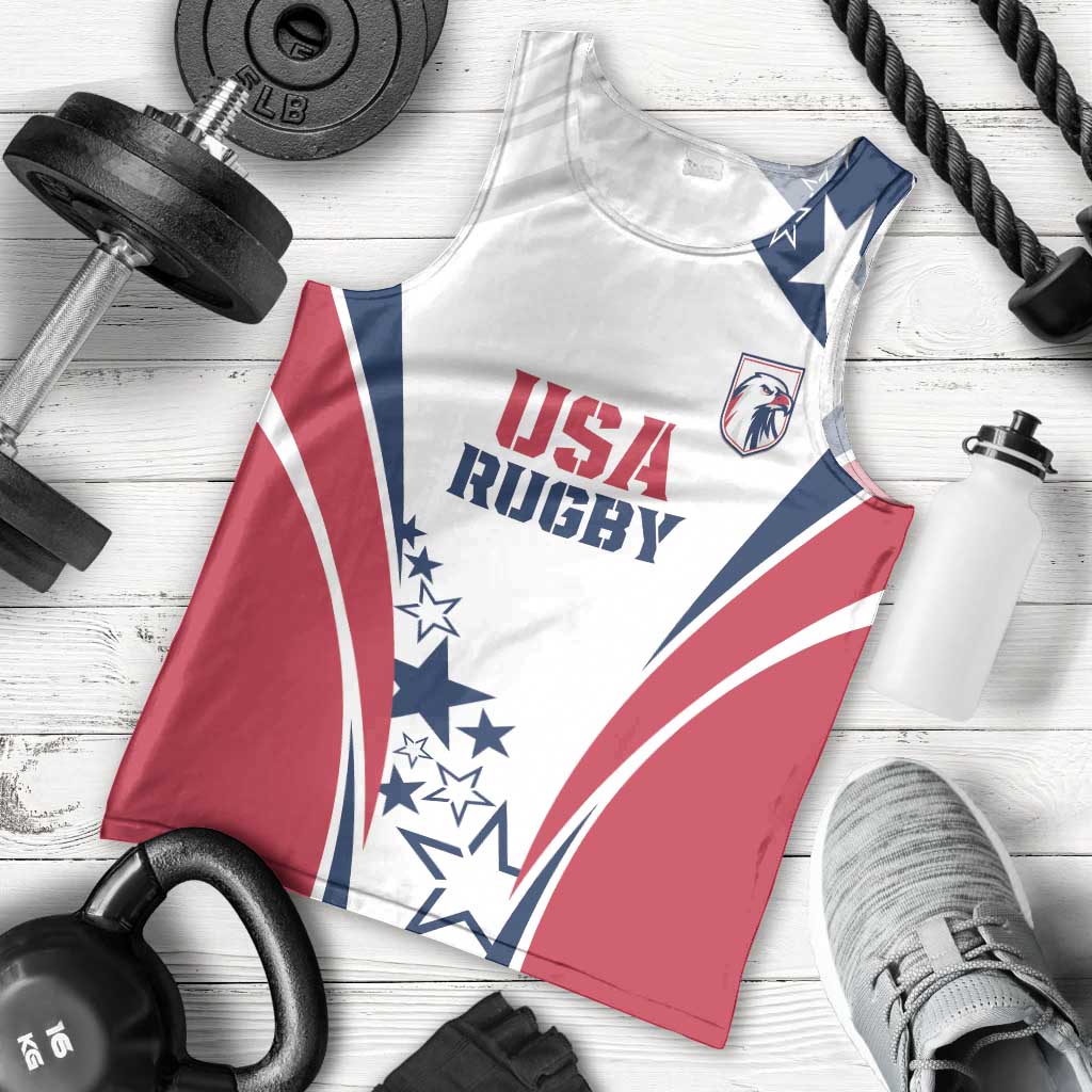 Custom USA Rugby 2024 Men Tank Top Eagles Reigns Supreme White Version LT05 - Wonder Print Shop