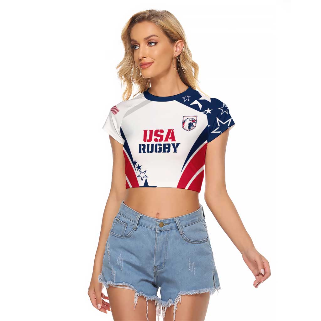 Custom USA Rugby 2024 Raglan Cropped T Shirt Eagles Reigns Supreme White Version LT05 - Wonder Print Shop