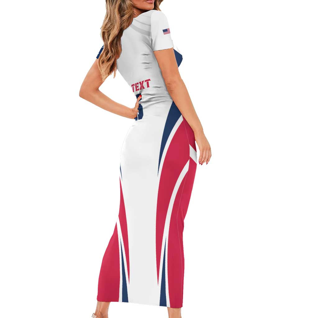 Custom USA Rugby 2024 Short Sleeve Bodycon Dress Eagles Reigns Supreme White Version LT05 - Wonder Print Shop