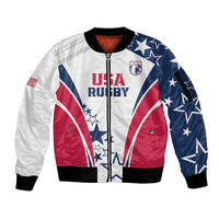 Custom USA Rugby 2024 Sleeve Zip Bomber Jacket Eagles Reigns Supreme White Version LT05 - Wonder Print Shop
