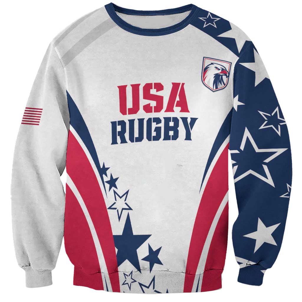 Custom USA Rugby 2024 Sweatshirt Eagles Reigns Supreme White Version LT05 - Wonder Print Shop