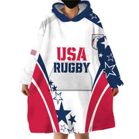 Custom USA Rugby 2024 Wearable Blanket Hoodie Eagles Reigns Supreme White Version LT05 - Wonder Print Shop