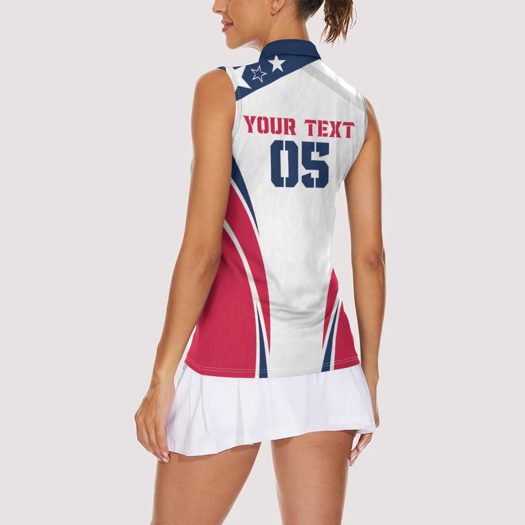Custom USA Rugby 2024 Women Sleeveless Polo Shirt Eagles Reigns Supreme White Version LT05 - Wonder Print Shop
