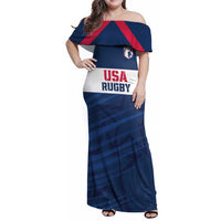 Custom USA Rugby 2024 Family Matching Off Shoulder Maxi Dress and Hawaiian Shirt Eagles Reigns Supreme Blue Version LT05 - Wonder Print Shop