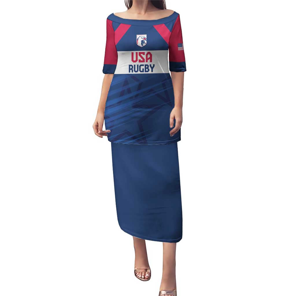 Custom USA Rugby 2024 Puletasi Eagles Reigns Supreme Blue Version LT05 - Wonder Print Shop
