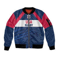 Custom USA Rugby 2024 Sleeve Zip Bomber Jacket Eagles Reigns Supreme Blue Version LT05 - Wonder Print Shop