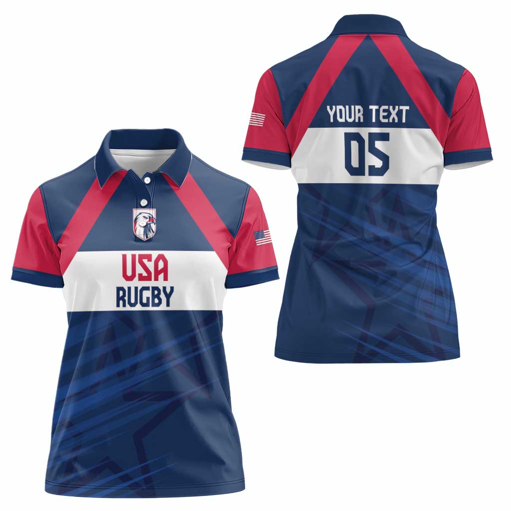 Custom USA Rugby 2024 Women Polo Shirt Eagles Reigns Supreme Blue Version LT05 - Wonder Print Shop