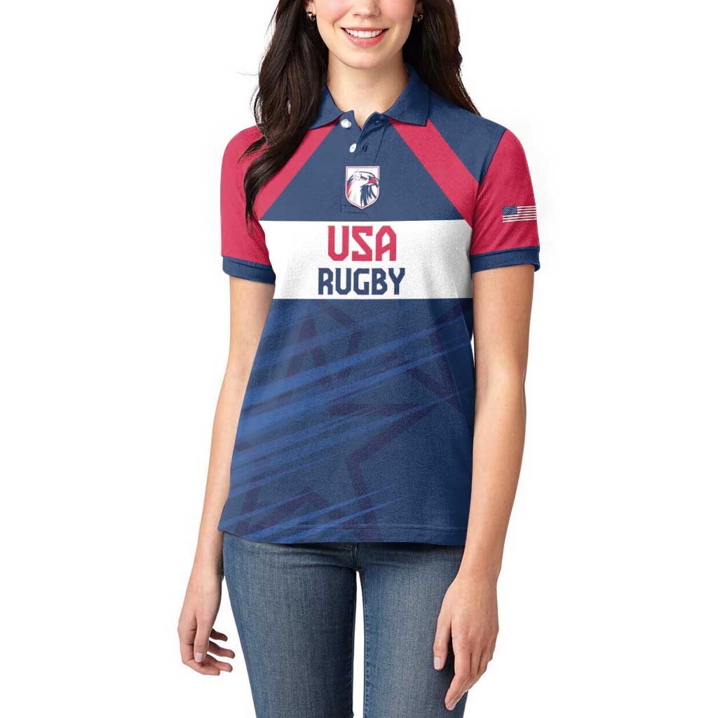 Custom USA Rugby 2024 Women Polo Shirt Eagles Reigns Supreme Blue Version LT05 - Wonder Print Shop