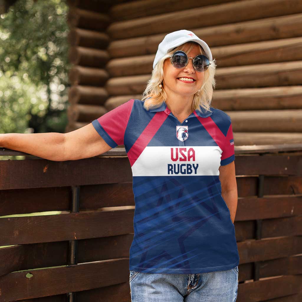 Custom USA Rugby 2024 Women Polo Shirt Eagles Reigns Supreme Blue Version LT05 - Wonder Print Shop