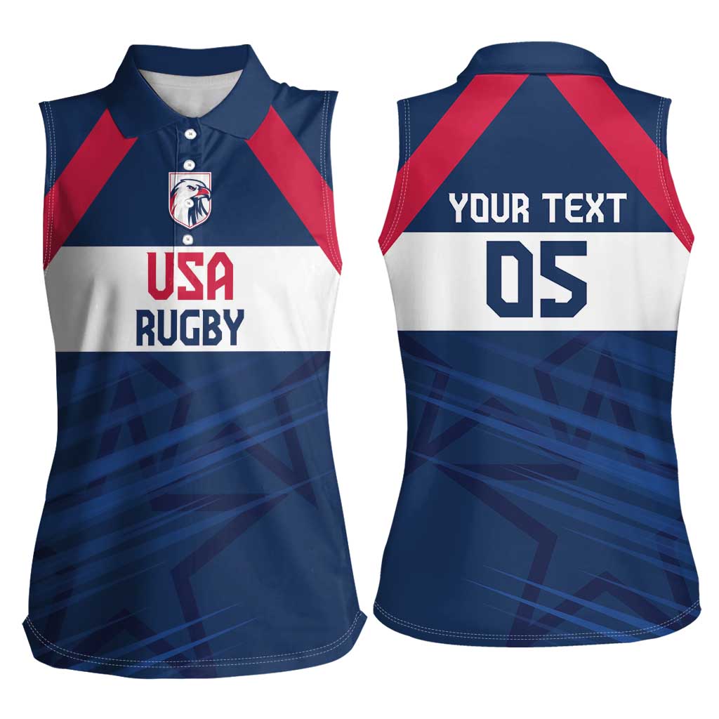 Custom USA Rugby 2024 Women Sleeveless Polo Shirt Eagles Reigns Supreme Blue Version LT05 - Wonder Print Shop
