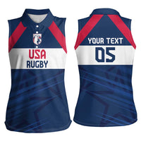 Custom USA Rugby 2024 Women Sleeveless Polo Shirt Eagles Reigns Supreme Blue Version LT05 - Wonder Print Shop