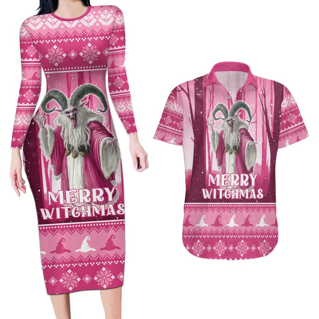 Christmas Naughty Witch Couples Matching Long Sleeve Bodycon Dress and Hawaiian Shirt Merry Witchmas LT05 - Wonder Print Shop