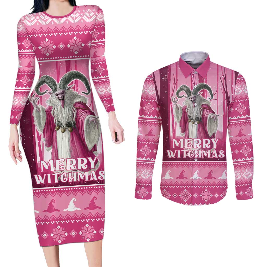 Christmas Naughty Witch Couples Matching Long Sleeve Bodycon Dress and Long Sleeve Button Shirt Merry Witchmas LT05 - Wonder Print Shop