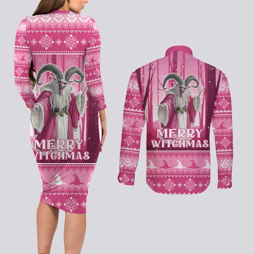 Christmas Naughty Witch Couples Matching Long Sleeve Bodycon Dress and Long Sleeve Button Shirt Merry Witchmas LT05 - Wonder Print Shop