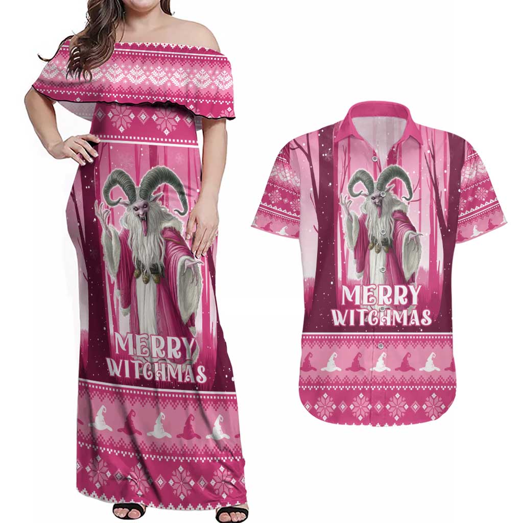 Christmas Naughty Witch Couples Matching Off Shoulder Maxi Dress and Hawaiian Shirt Merry Witchmas LT05 - Wonder Print Shop