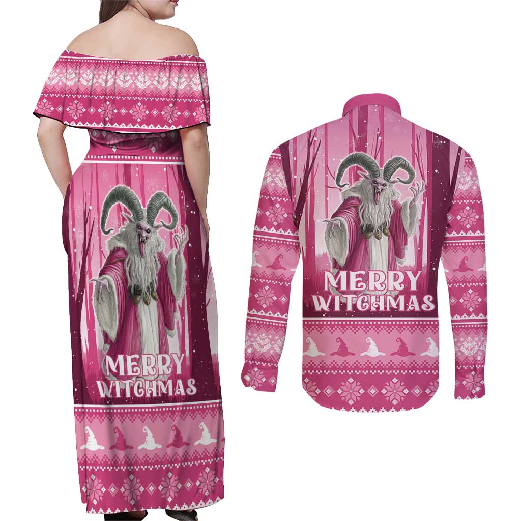 Christmas Naughty Witch Couples Matching Off Shoulder Maxi Dress and Long Sleeve Button Shirt Merry Witchmas LT05 - Wonder Print Shop