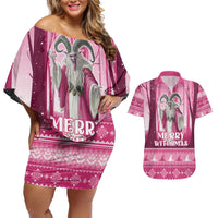 Christmas Naughty Witch Couples Matching Off Shoulder Short Dress and Hawaiian Shirt Merry Witchmas LT05 - Wonder Print Shop