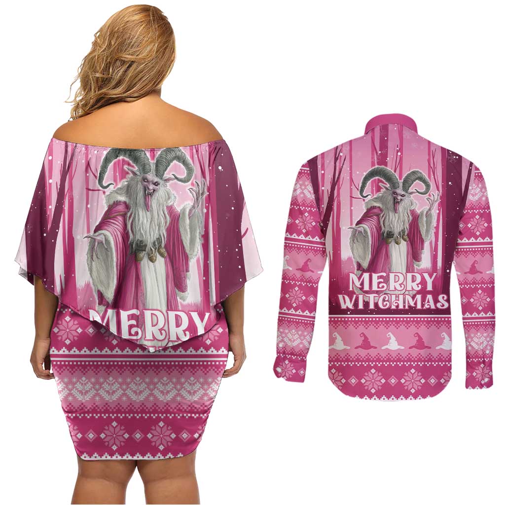 Christmas Naughty Witch Couples Matching Off Shoulder Short Dress and Long Sleeve Button Shirt Merry Witchmas LT05 - Wonder Print Shop