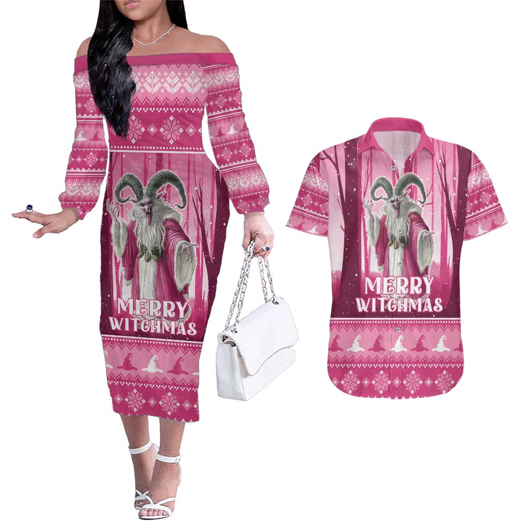 Christmas Naughty Witch Couples Matching Off The Shoulder Long Sleeve Dress and Hawaiian Shirt Merry Witchmas LT05 - Wonder Print Shop