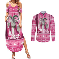 Christmas Naughty Witch Couples Matching Summer Maxi Dress and Long Sleeve Button Shirt Merry Witchmas LT05 - Wonder Print Shop