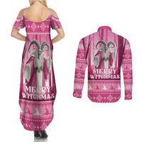 Christmas Naughty Witch Couples Matching Summer Maxi Dress and Long Sleeve Button Shirt Merry Witchmas LT05 - Wonder Print Shop