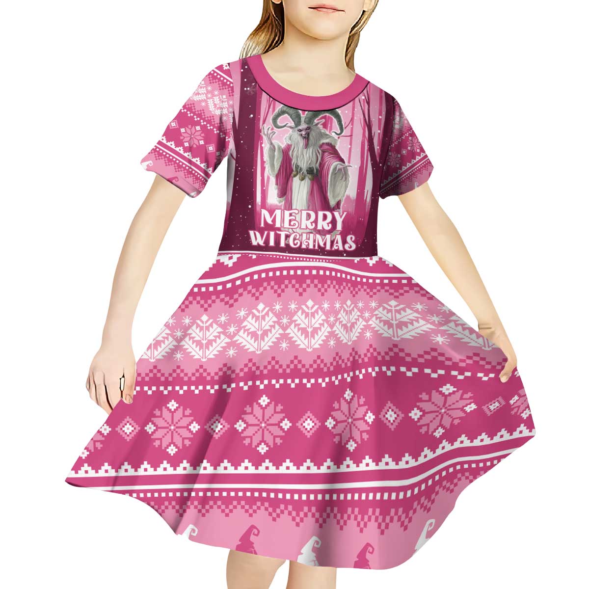 Christmas Naughty Witch Kid Short Sleeve Dress Merry Witchmas LT05 - Wonder Print Shop