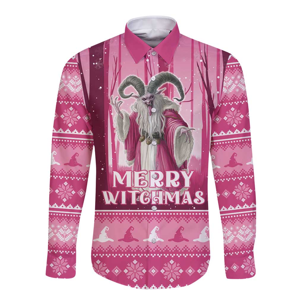 Christmas Naughty Witch Long Sleeve Button Shirt Merry Witchmas LT05 - Wonder Print Shop