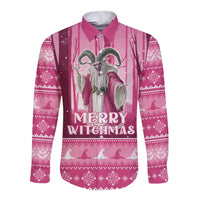 Christmas Naughty Witch Long Sleeve Button Shirt Merry Witchmas LT05 - Wonder Print Shop