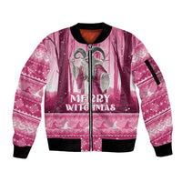 Christmas Naughty Witch Sleeve Zip Bomber Jacket Merry Witchmas LT05 - Wonder Print Shop