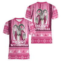 Christmas Naughty Witch Women V-Neck T-Shirt Merry Witchmas LT05 - Wonder Print Shop