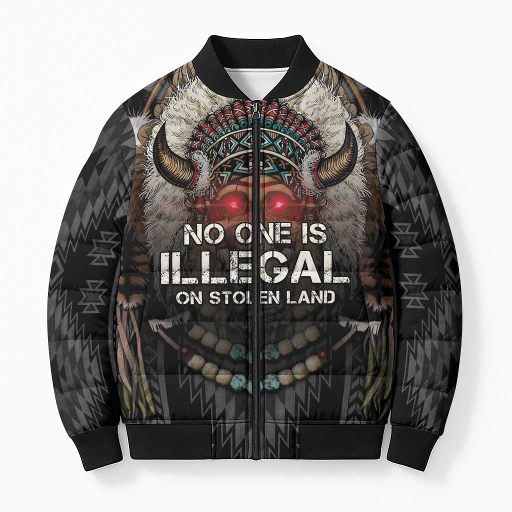 Native American Bomber Puffer Jacket No One Is Illegal On Stolen Land