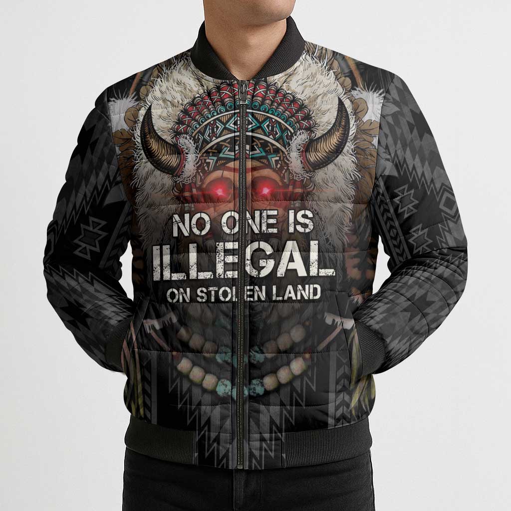 Native American Bomber Puffer Jacket No One Is Illegal On Stolen Land