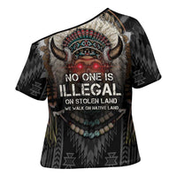 Native American Cross Shoulder Shirt No One Is Illegal On Stolen Land