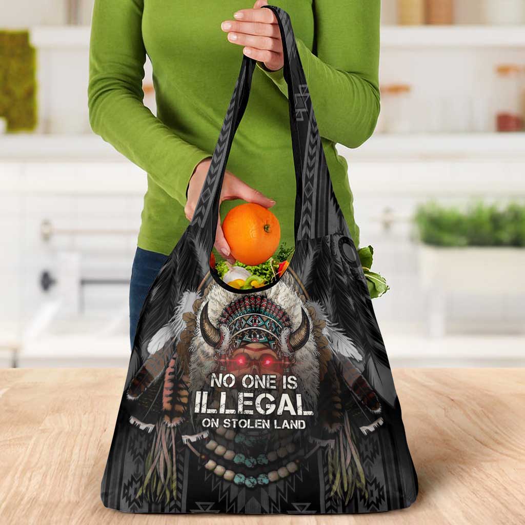 Native American Grocery Bag No One Is Illegal On Stolen Land