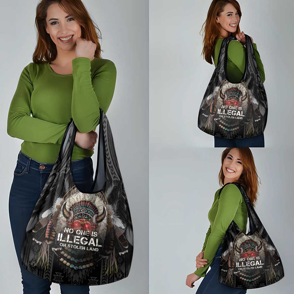 Native American Grocery Bag No One Is Illegal On Stolen Land