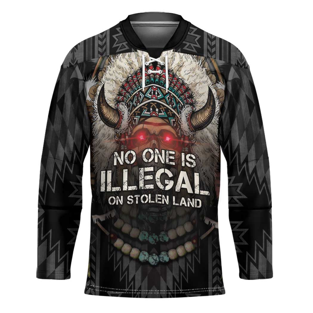 Native American Hockey Jersey No One Is Illegal On Stolen Land