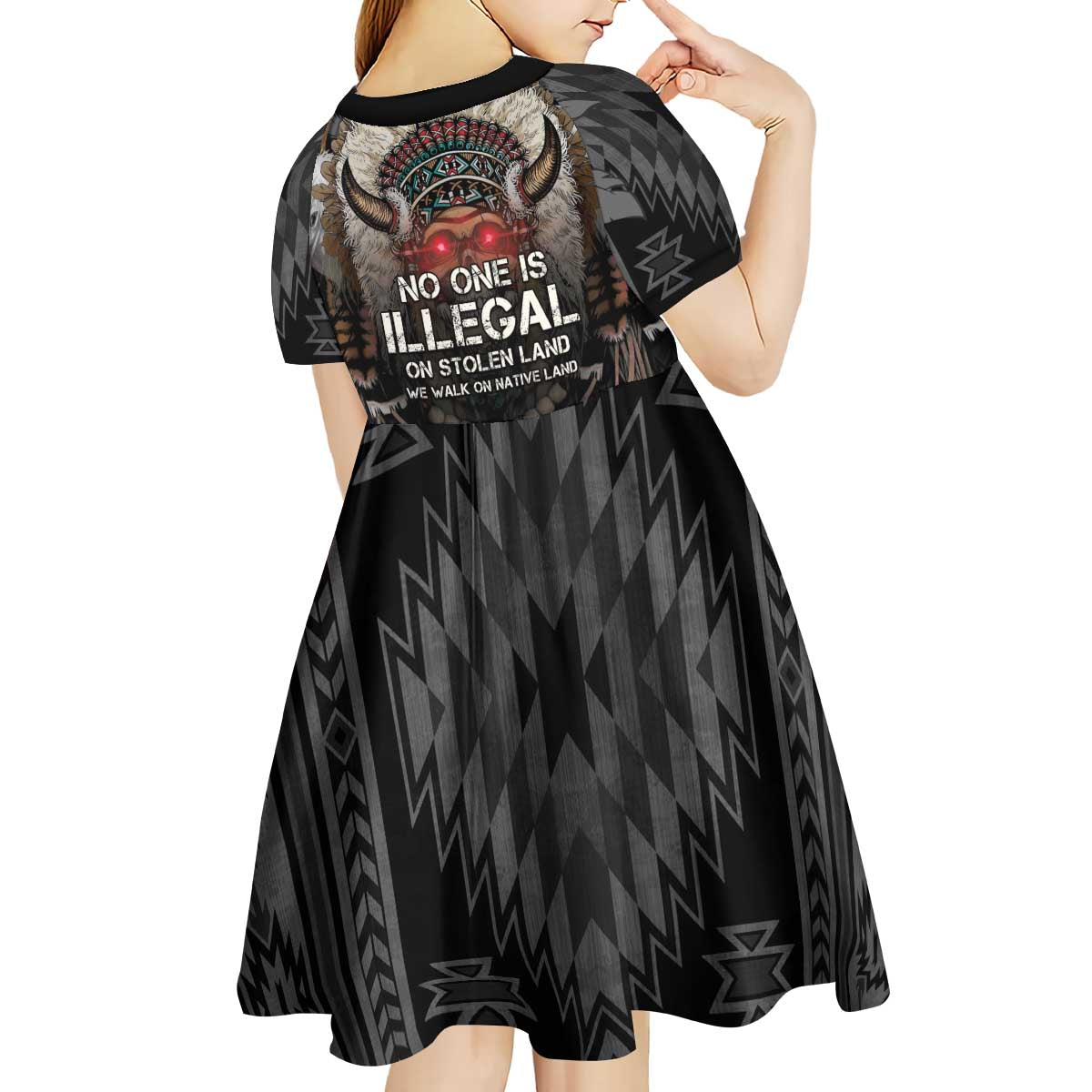 Native American Kid Short Sleeve Dress No One Is Illegal On Stolen Land