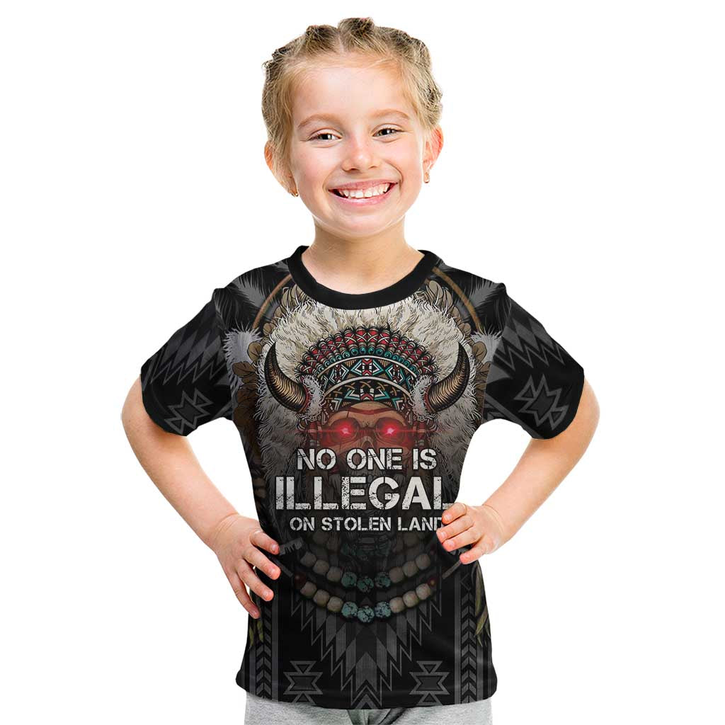 Native American Kid T Shirt No One Is Illegal On Stolen Land