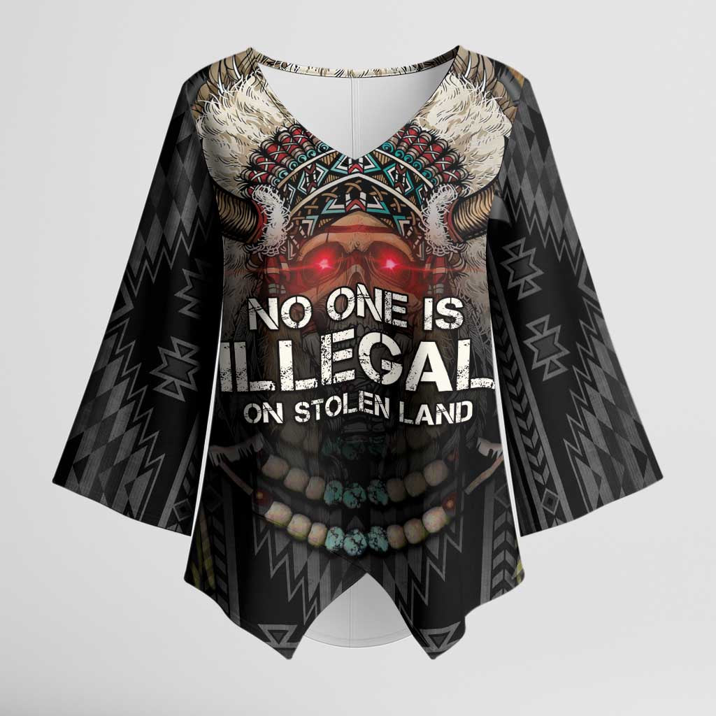 Native American Kimono Sleeve Blouse No One Is Illegal On Stolen Land