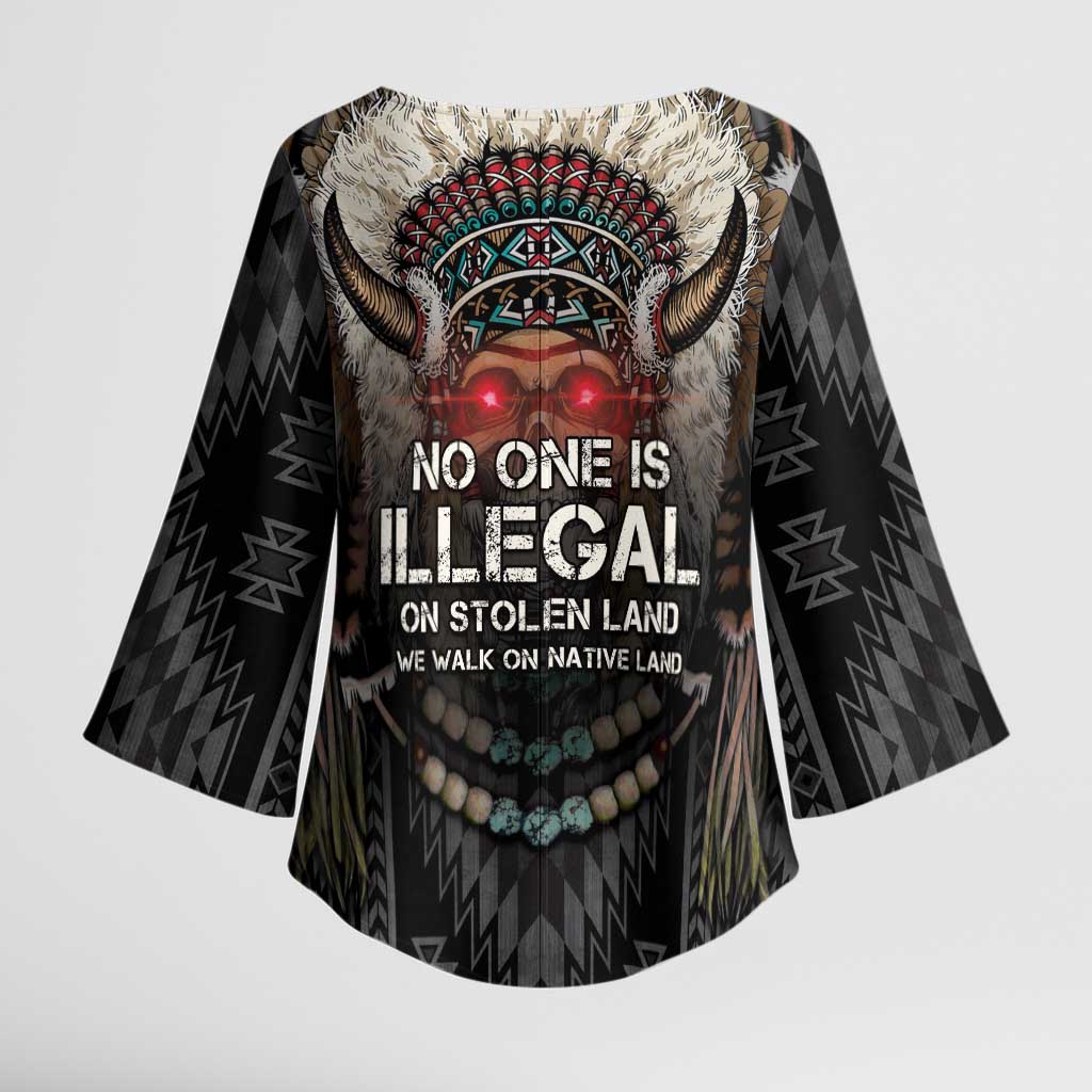 Native American Kimono Sleeve Blouse No One Is Illegal On Stolen Land