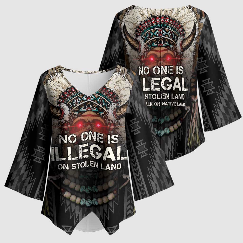 Native American Kimono Sleeve Blouse No One Is Illegal On Stolen Land