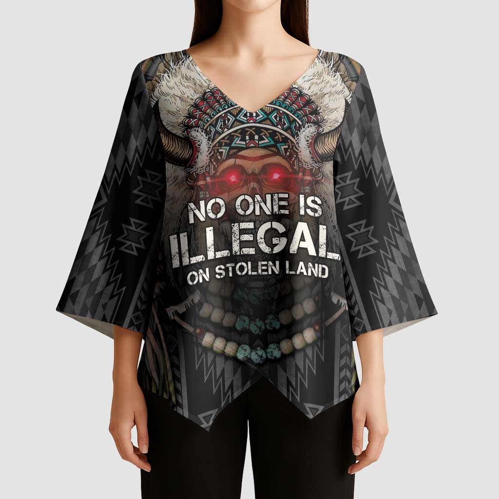 Native American Kimono Sleeve Blouse No One Is Illegal On Stolen Land