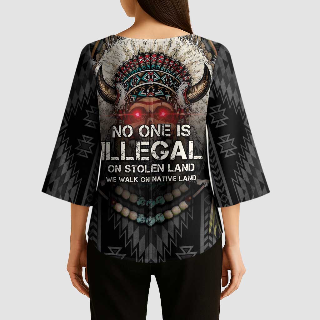 Native American Kimono Sleeve Blouse No One Is Illegal On Stolen Land