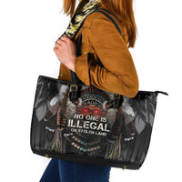 Native American Leather Tote Bag No One Is Illegal On Stolen Land