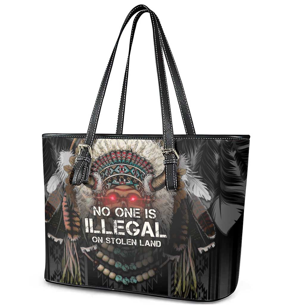 Native American Leather Tote Bag No One Is Illegal On Stolen Land
