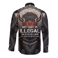Native American Long Sleeve Button Shirt No One Is Illegal On Stolen Land