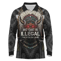 Native American Long Sleeve Polo Shirt No One Is Illegal On Stolen Land