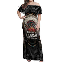 Native American Off Shoulder Maxi Dress No One Is Illegal On Stolen Land