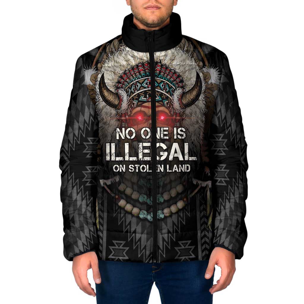 Native American Padded Jacket No One Is Illegal On Stolen Land