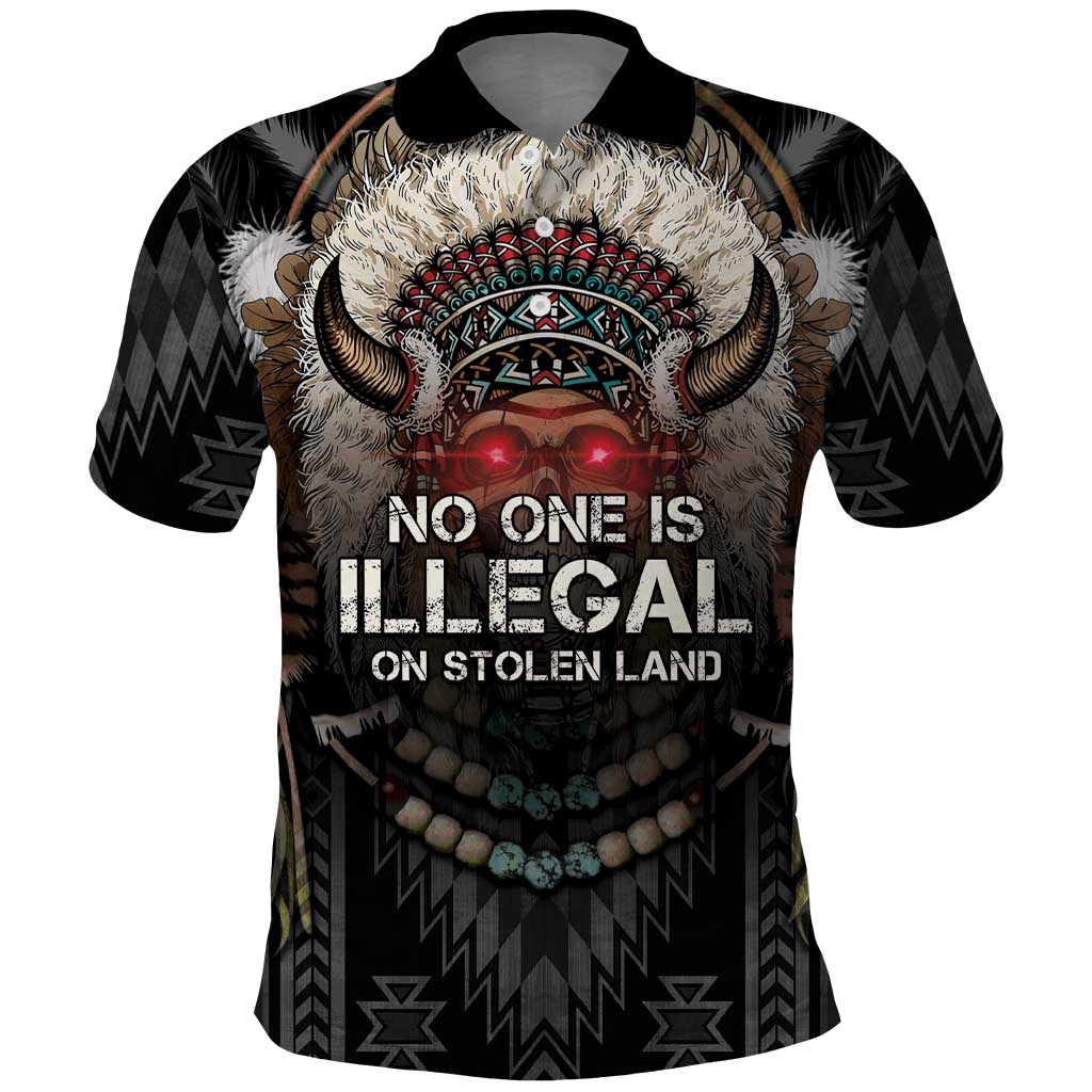 Native American Polo Shirt No One Is Illegal On Stolen Land